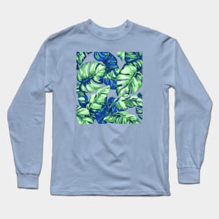 Tropical Leaves Camouflage Of Banana and Monstera 4 Long Sleeve T-Shirt